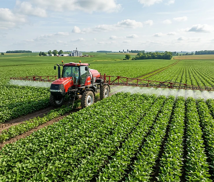 Aplicação foliar de fertilizante da linha agrícola da NPA em lavoura